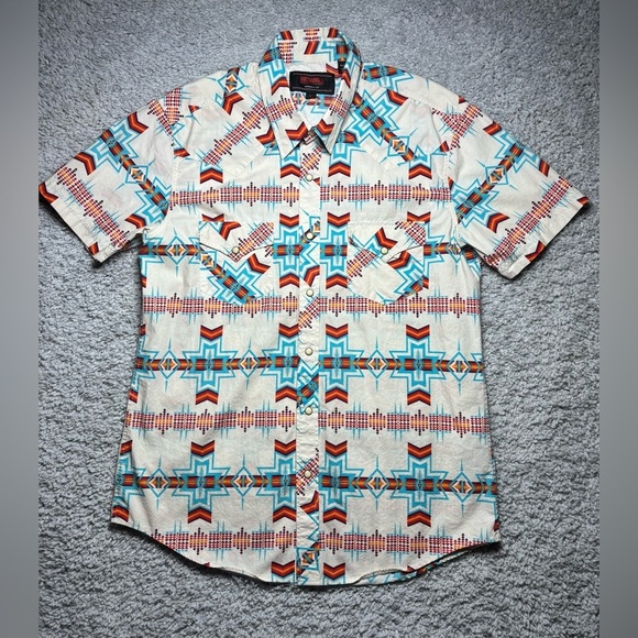 Rock&Roll Other - Rock and Roll Denim Shirt Mens Large Aztec Snap Button Up Modern Fit Werstern